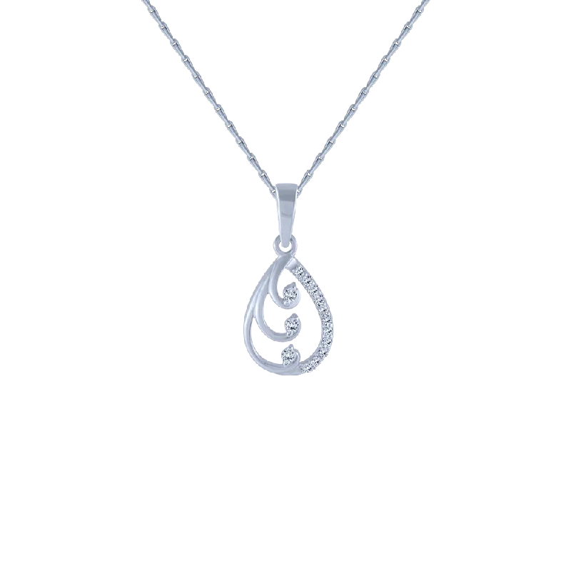 Retro mine necklace-14KT (585) White Gold And Diamond Pendant For Women