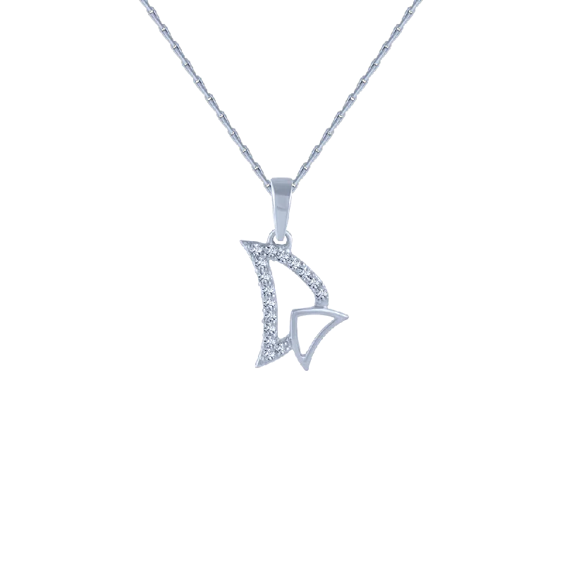 Twilight gray necklace-14KT (585) White Gold And Diamond Pendant For Women