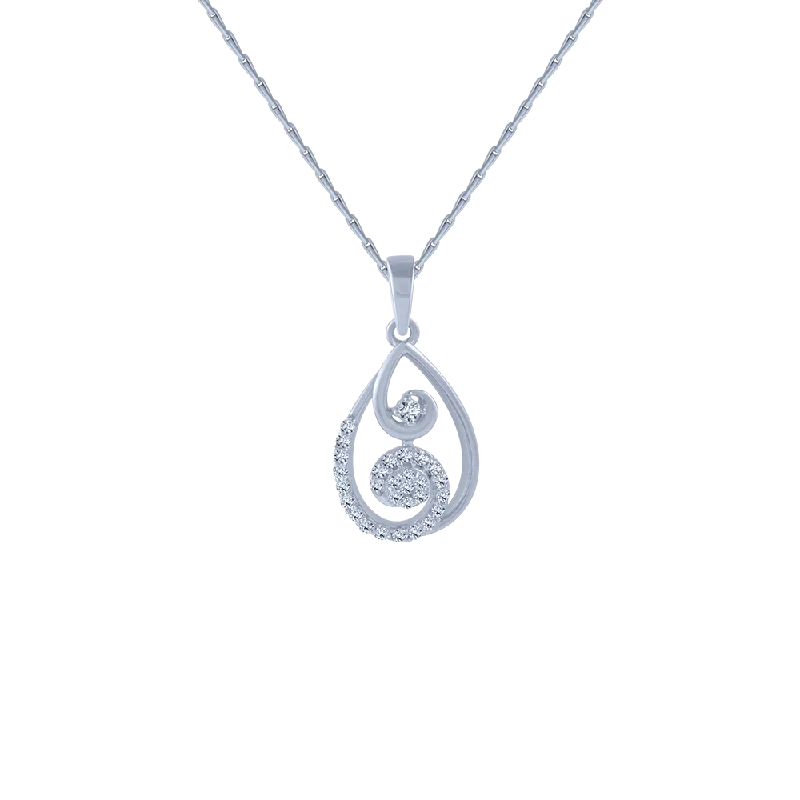 Radiant-cut sapphire necklace-14KT (585) White Gold And Diamond Pendant For Women