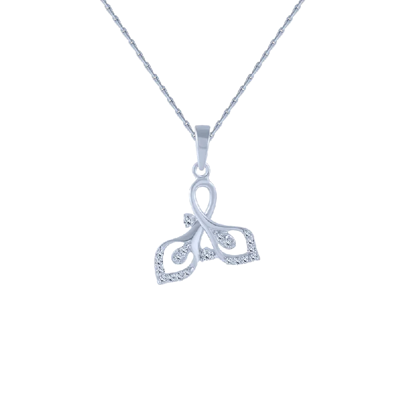 Muted check necklace-14KT (585) White Gold And Diamond Pendant For Women