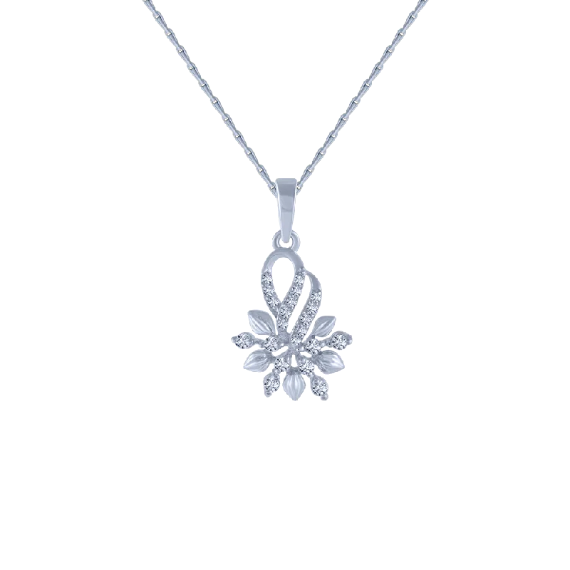 Soft hue necklace-14KT (585) White Gold And Diamond Pendant For Women