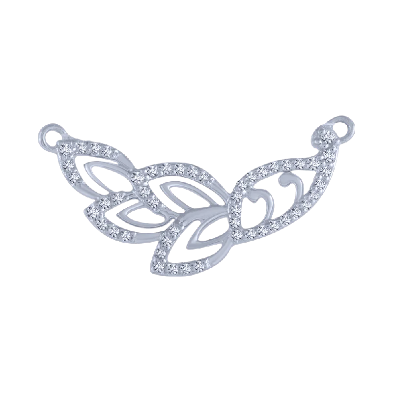 Delicate swirl necklace-14KT (585) White Gold And Diamond Pendant For Women