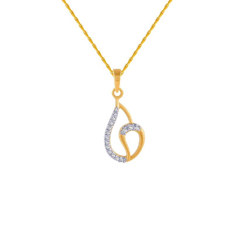 Brook pebble necklace-14KT (585) Yellow Gold And Diamond Pendant For Women