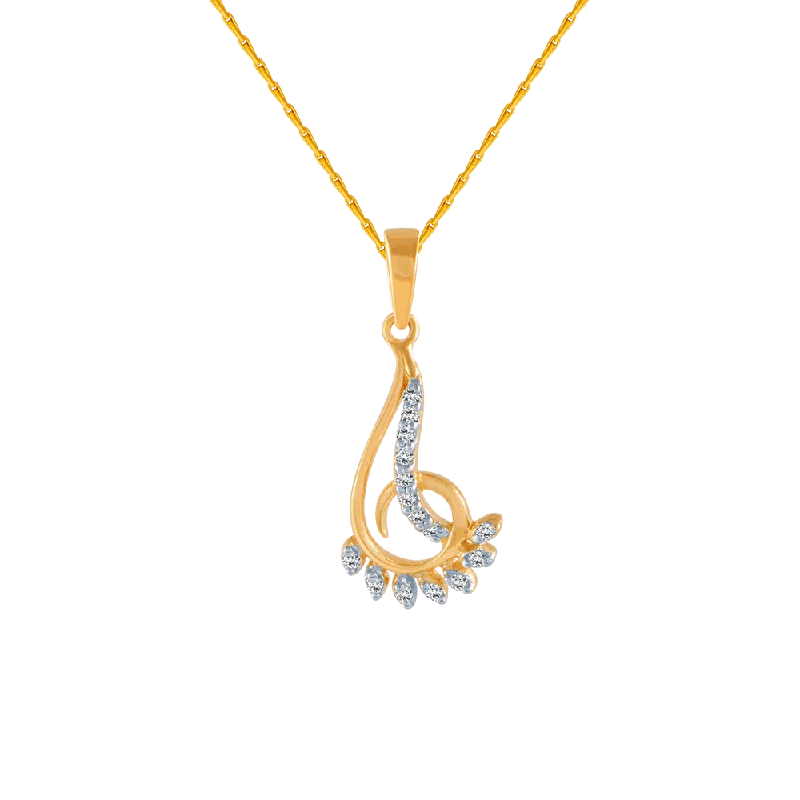 Stapled design necklace-14KT (585) Yellow Gold And Diamond Pendant For Women