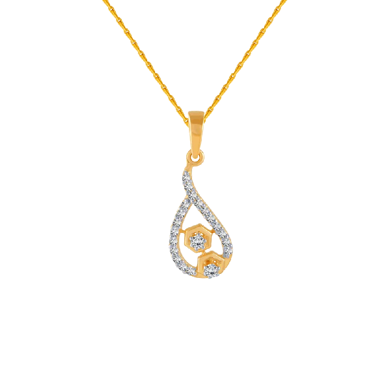 Charred timber necklace-14KT (585) Yellow Gold And Diamond Pendant For Women