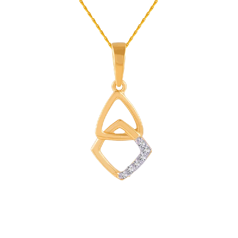 Root stem necklace-14KT (585) Yellow Gold And Diamond Pendant For Women