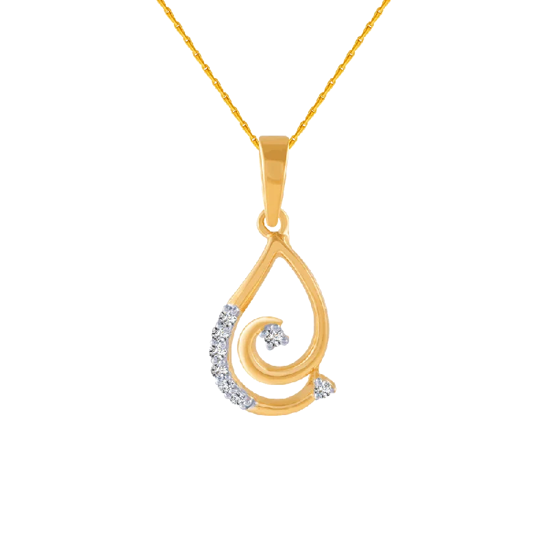 Willow wrap necklace-14KT (585) Yellow Gold And Diamond Pendant For Women