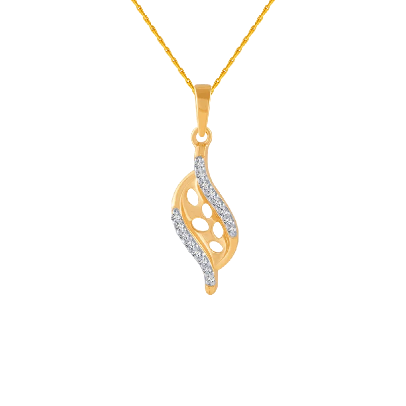 Wave ridge necklace-14KT (585) Yellow Gold And Diamond Pendant For Women