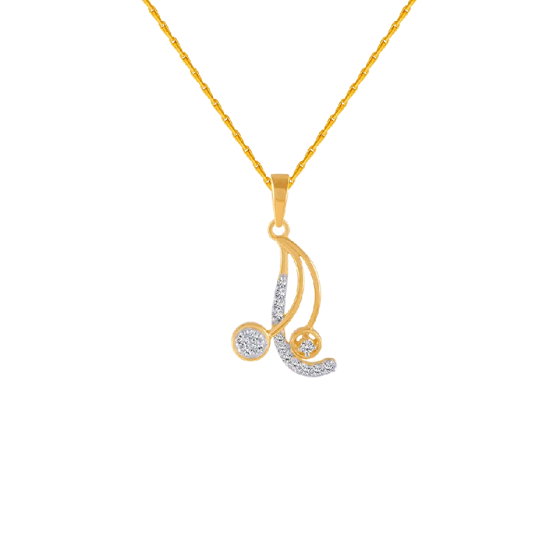 Shale fleck necklace-14KT (585) Yellow Gold And Diamond Pendant For Women