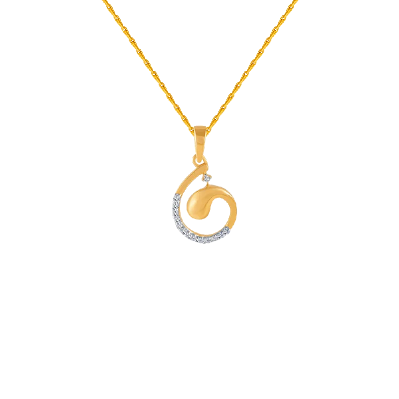 Lily bud necklace-14KT (585) Yellow Gold And Diamond Pendant For Women