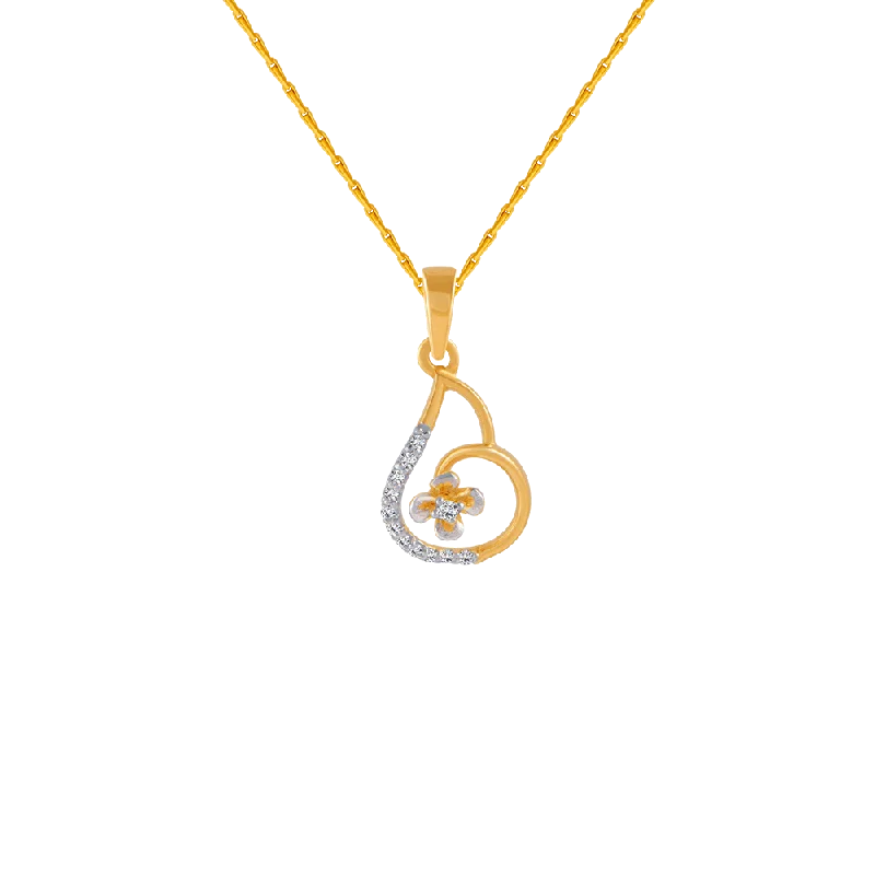 Moor grass necklace-14KT (585) Yellow Gold And Diamond Pendant For Women