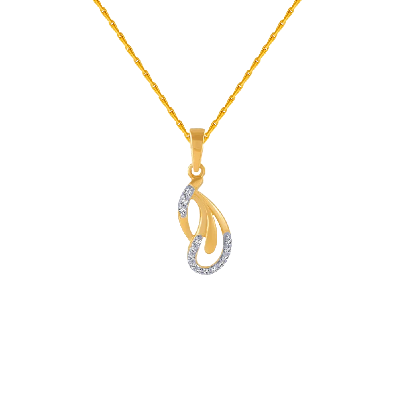 Celtic wave necklace-14KT (585) Yellow Gold And Diamond Pendant For Women