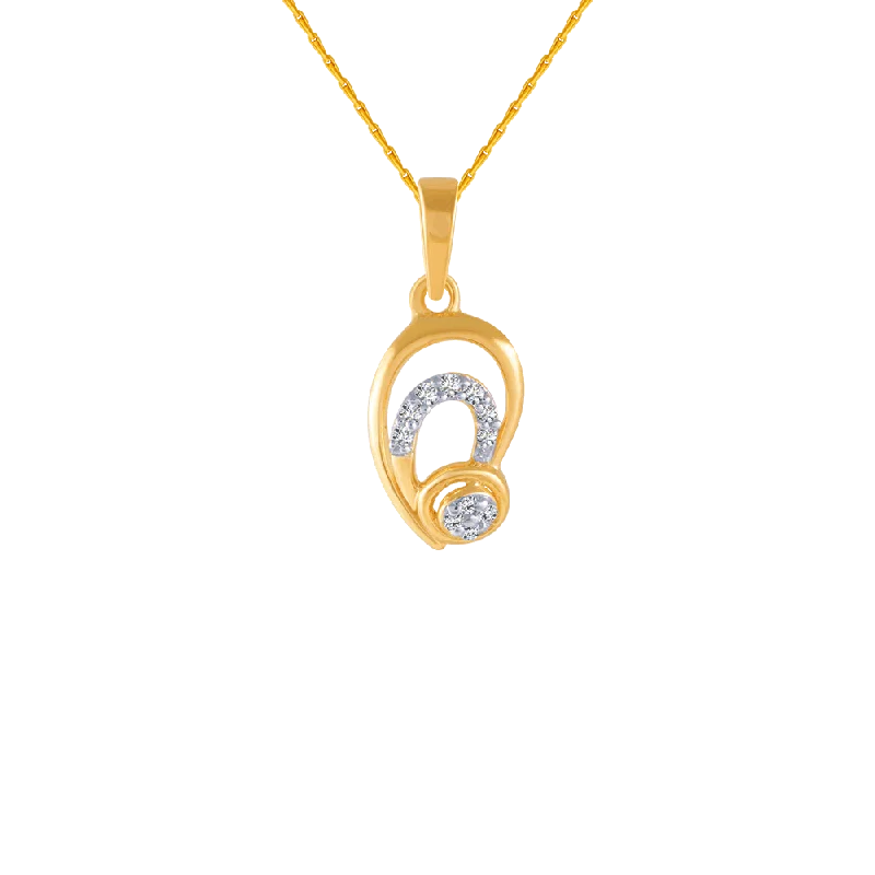 Retro mine necklace-14KT (585) Yellow Gold And Diamond Pendant For Women