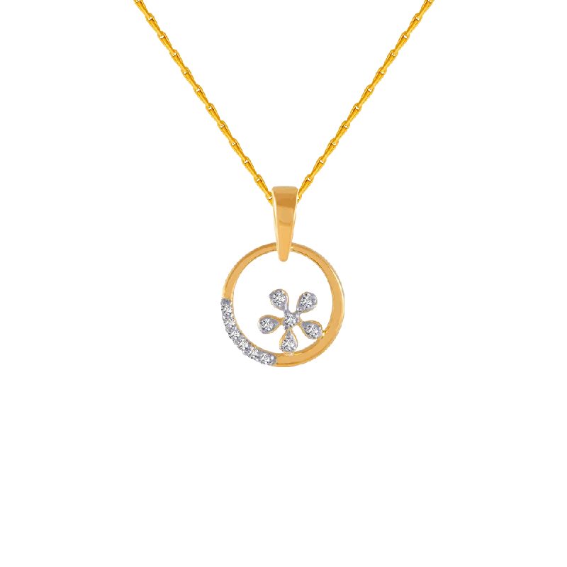 Paired gemstone necklace-14KT (585) Yellow Gold And Diamond Pendant For Women