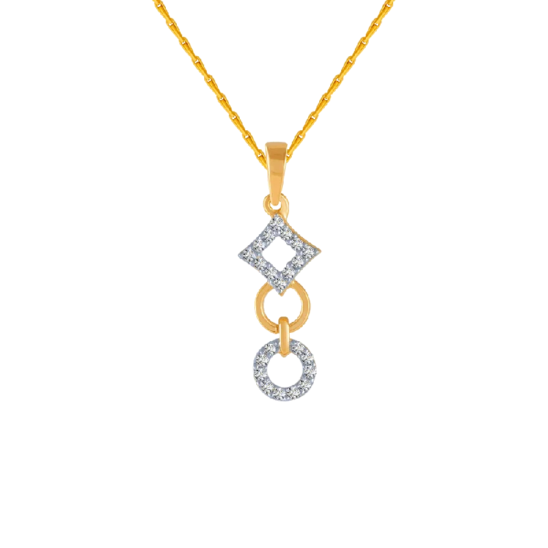 Wool wrap necklace-14KT (585) Yellow Gold And Diamond Pendant For Women