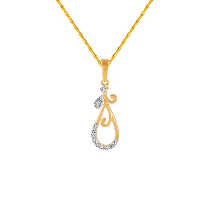 14KT (585) Yellow Gold And Diamond Pendant For Women