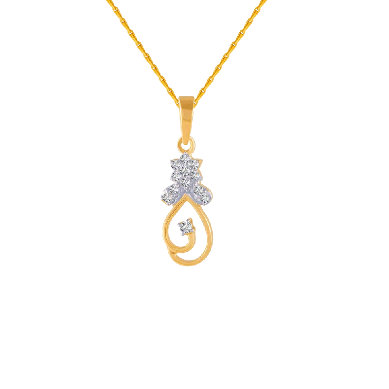 Cedar nut necklace-14KT (585) Yellow Gold And Diamond Pendant For Women