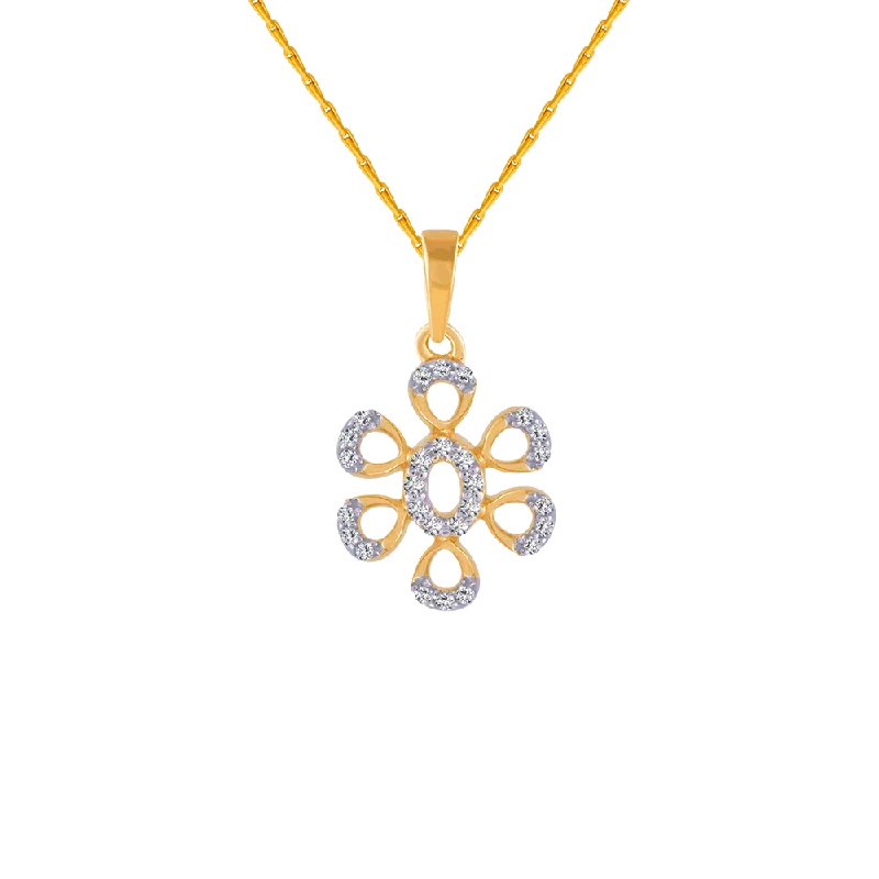 Maple wood necklace-14KT (585) Yellow Gold And Diamond Pendant For Women