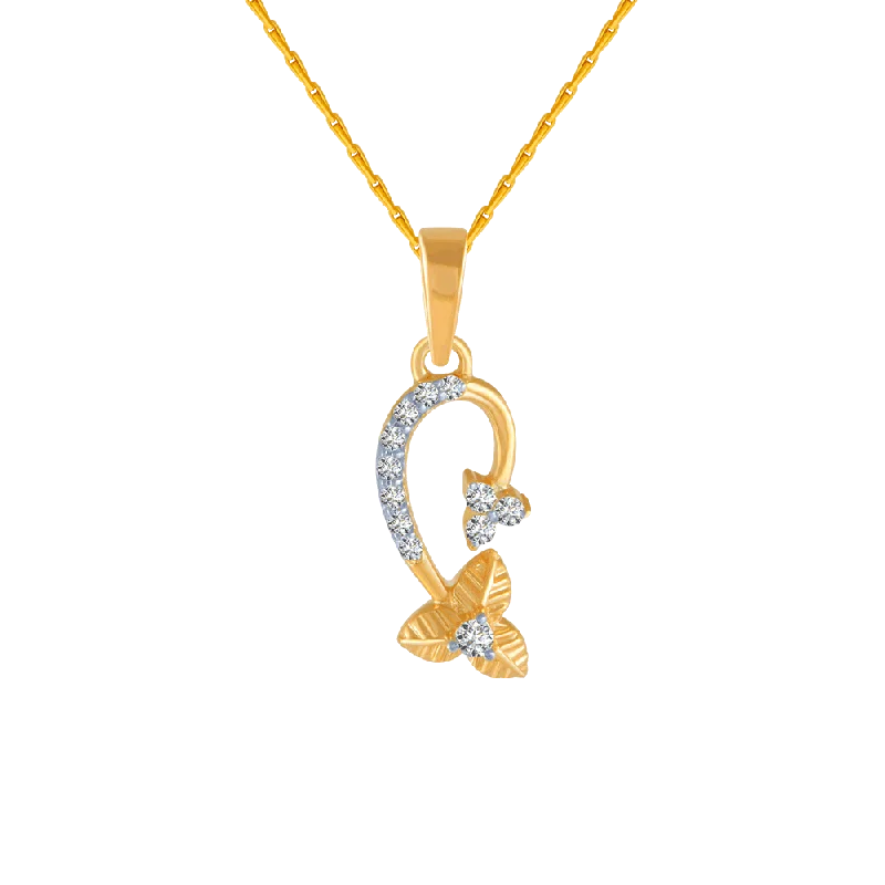 Stacked gemstone necklace-14KT (585) Yellow Gold And Diamond Pendant For Women