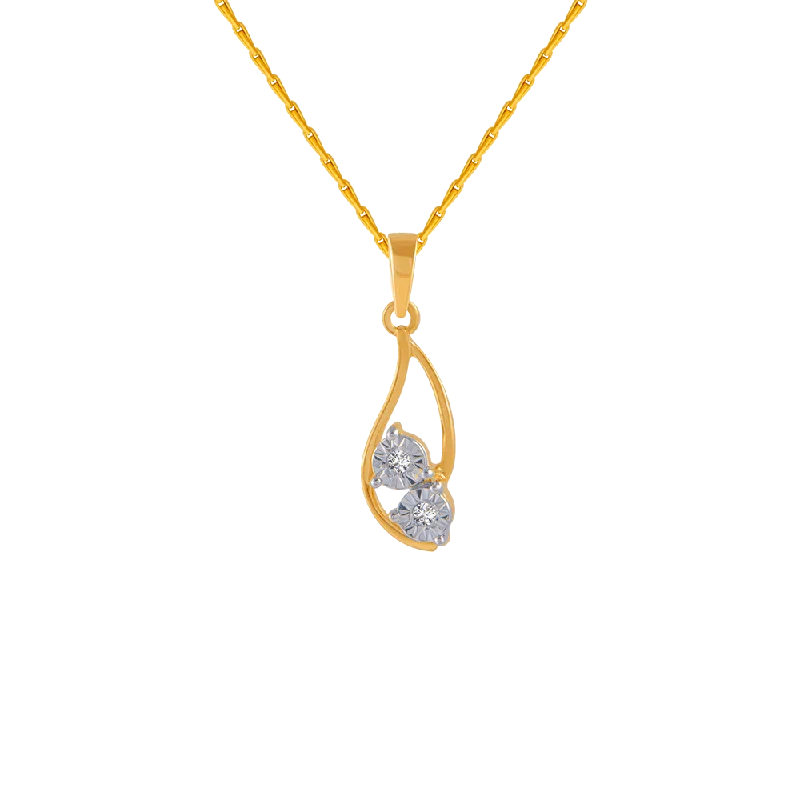 Split husk necklace-14KT (585) Yellow Gold And Diamond Pendant For Women