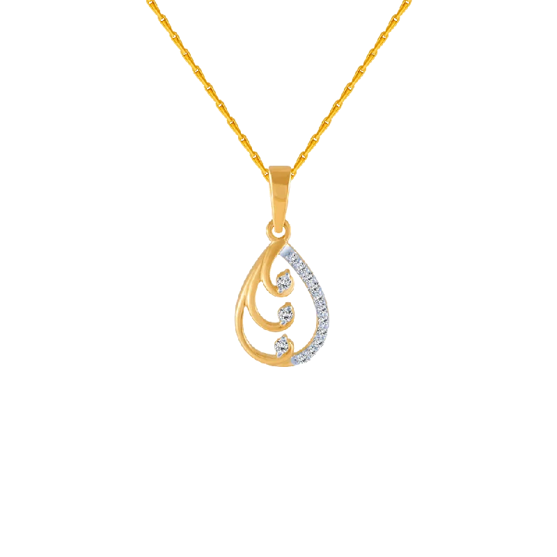 Peak gem necklace-14KT (585) Yellow Gold And Diamond Pendant For Women