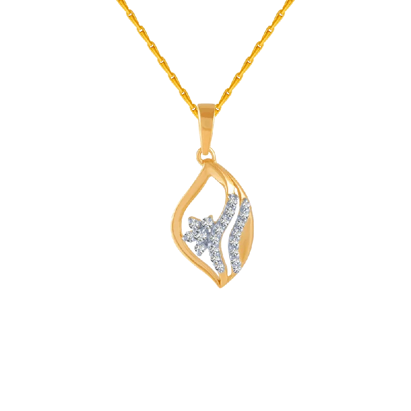 Lemon amber necklace-14KT (585) Yellow Gold And Diamond Pendant For Women