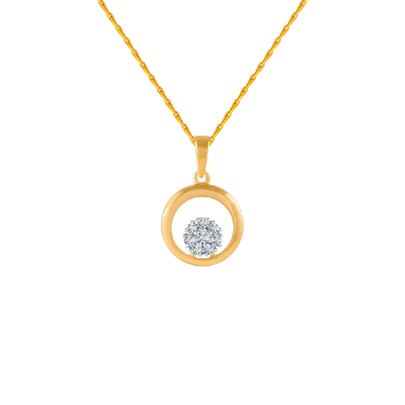 Pear-shaped zircon necklace-14KT (585) Yellow Gold And Diamond Pendant For Women