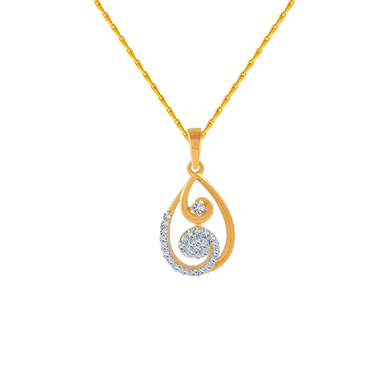 Knit chain necklace-14KT (585) Yellow Gold And Diamond Pendant For Women