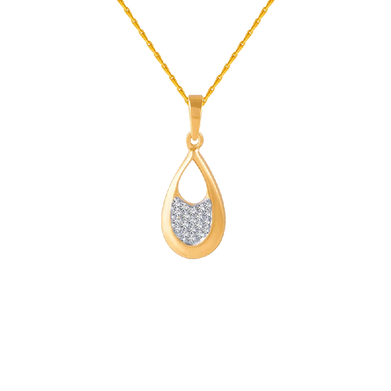 Nature print necklace-14KT (585) Yellow Gold And Diamond Pendant For Women