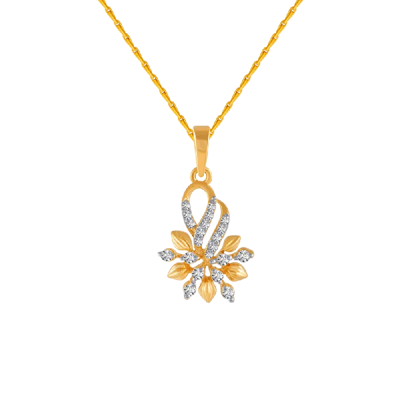 Grouped stone necklace-14KT (585) Yellow Gold And Diamond Pendant For Women