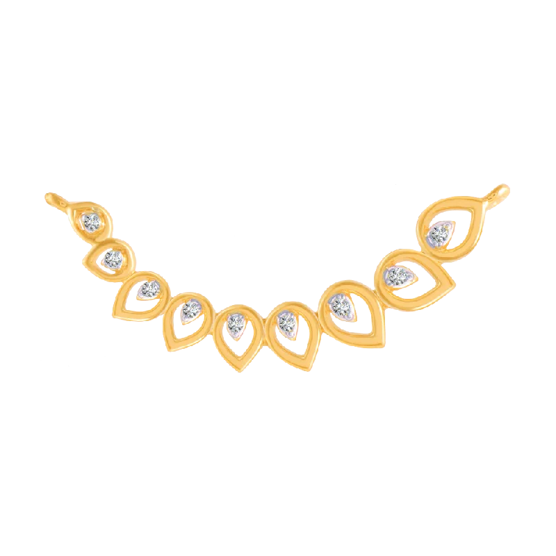 Grooved chain necklace-14KT (585) Yellow Gold And Diamond Pendant For Women