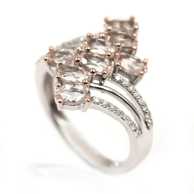 Violet bloom ring-14KT White Gold Morganite and White Diamond Ring