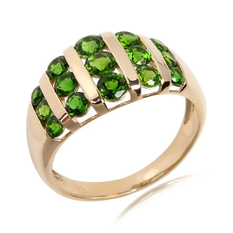 Scuffed edge ring-14Kt Yellow Gold Chrome Diopside Ring