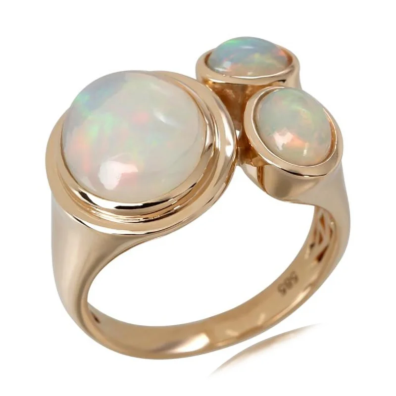 Tartan check ring-14Kt Yellow Gold Ethiopian Opal Ring