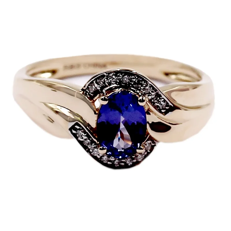 Sheen gem ring-14KT Yellow Gold Tanzanite and Diamond Ring