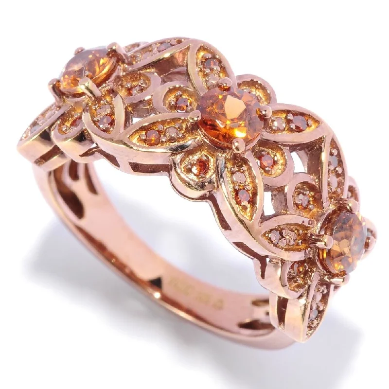 Sheen gem ring-18K Chocolate Gold Over Silver 1.31Ctw Brown Zircon Band Ring