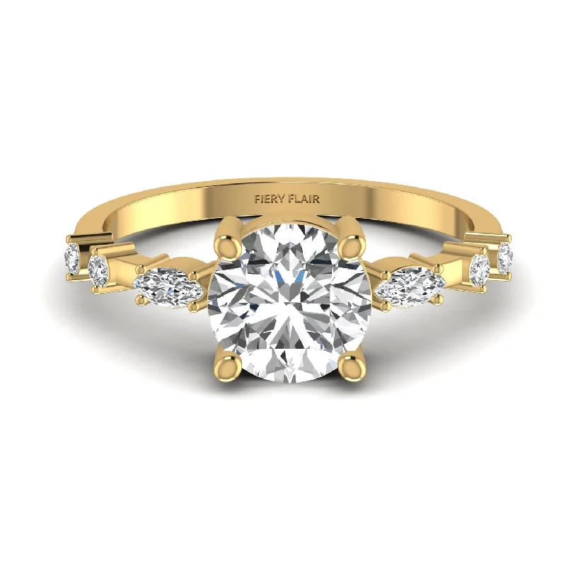 Micro gem ring-2.29CT Marquise Round Cut Diamond Ring