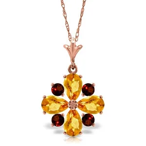 Tiered stack necklace-2.43 Carat 14K Solid Rose Gold Passion Citrine Garnet Necklace