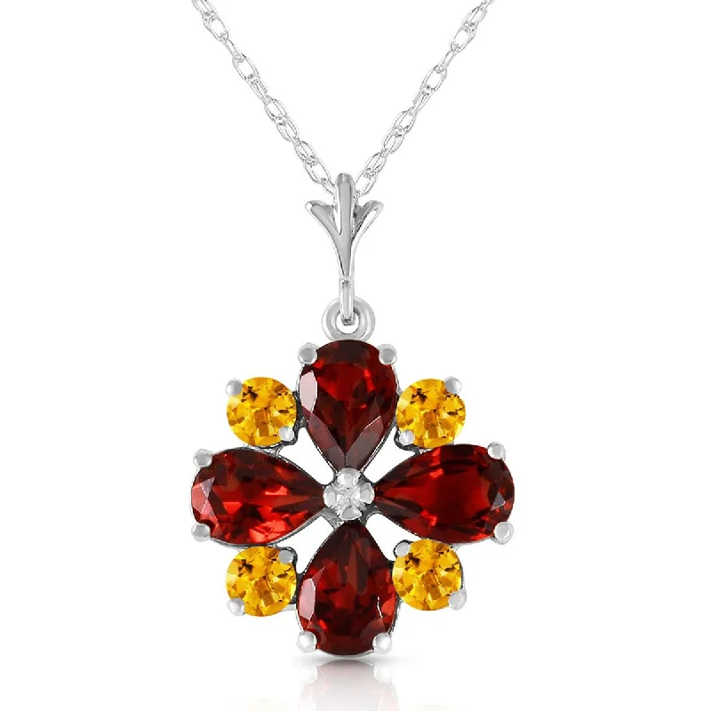 Copper chain necklace-2.43 Carat 14K Solid White Gold Paved Path Garnet Citrine Necklace