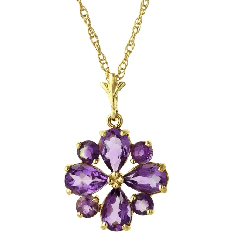 Edge gem necklace-2.43 Carat 14K Solid Yellow Gold Testimony Of Love Amethyst Necklace