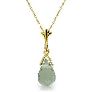 Lily bud necklace-2.5 Carat 14K Solid Yellow Gold Pastime Green Amethyst Necklace