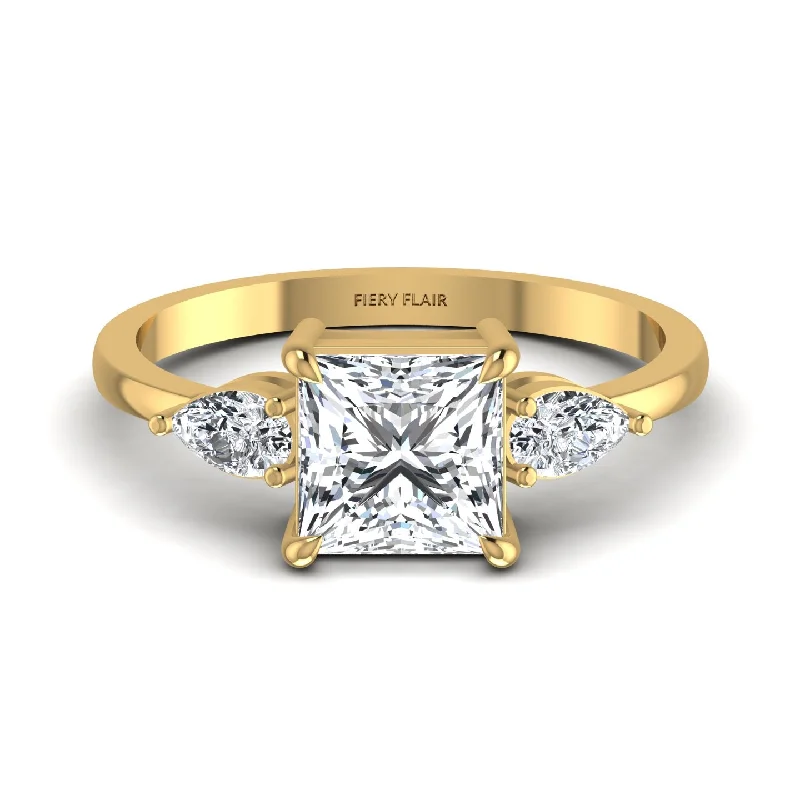 Rune mark ring-2.5CT Princess Pear Shape Diamond Ring