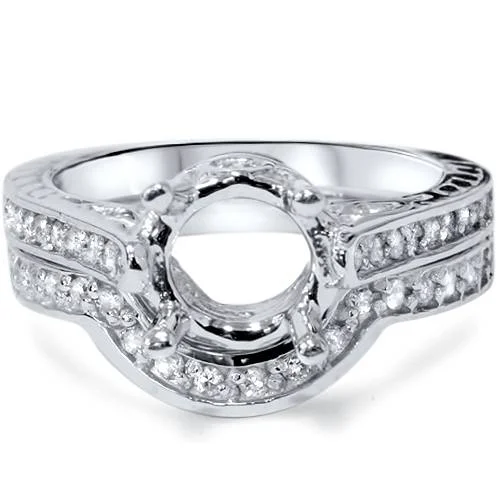 Satin finish ring-3/4ct Diamond Engagement Vintage Wedding Ring Mount