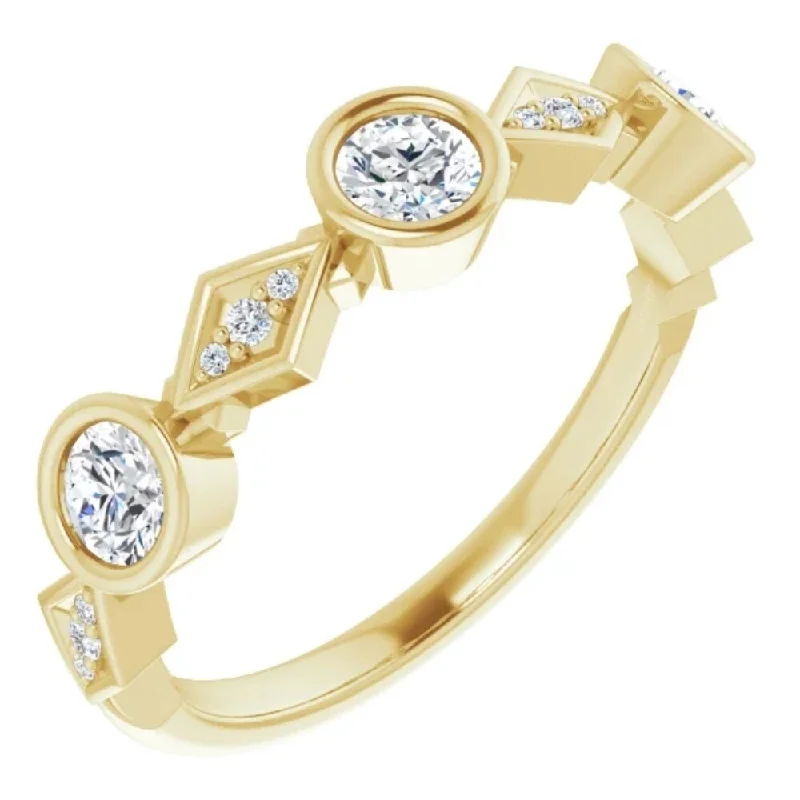 Linked stone ring-3/4Ct Diamond Womens Wedding Ring Anniversary Band in White or Yellow Gold