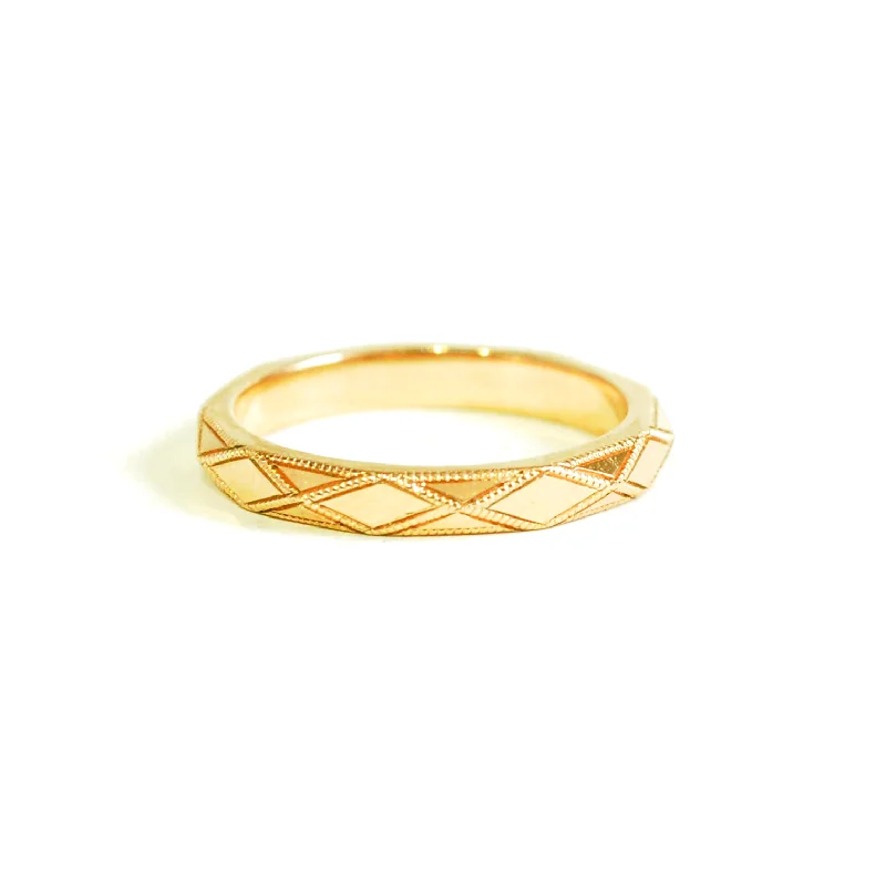 Norse weave ring-3mm Faceted Band Ring