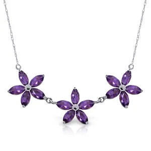 Cedar nut necklace-4.2 Carat 14K Solid White Gold I Can Flourish Amethyst Necklace