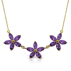 Vine curl necklace-4.2 Carat 14K Solid Yellow Gold House Of Mirth Amethyst Necklace