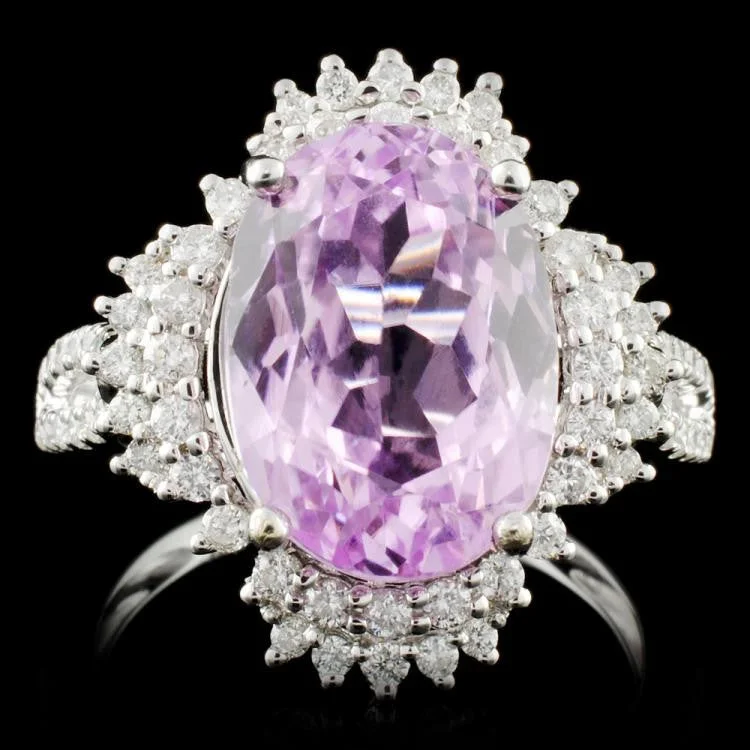 Delicate swirl ring-5.02 ct Kunzite and 0.69 ctw Diamond 14K White Gold Ladies Ring by Michael Christoff