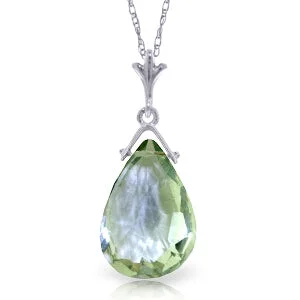 Etruscan gold necklace-5.1 Carat 14K Solid White Gold Necklace Briolette Green Amethyst