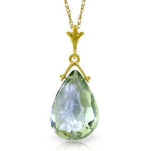 Celtic wave necklace-5.1 Carat 14K Solid Yellow Gold Necklace Briolette Green Amethyst